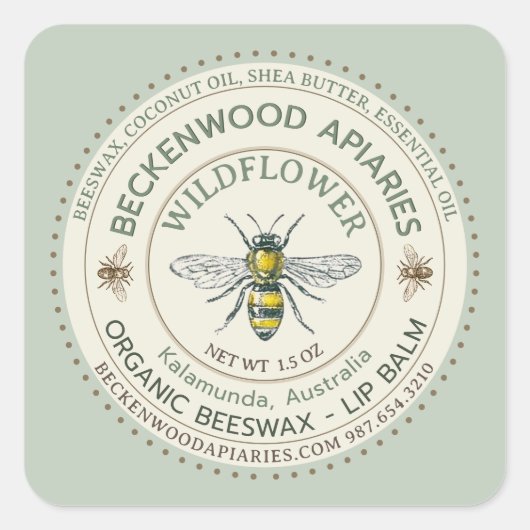 Gele honingbijen LIP BALM Label Bewaringopslagplaa (Voorkant)