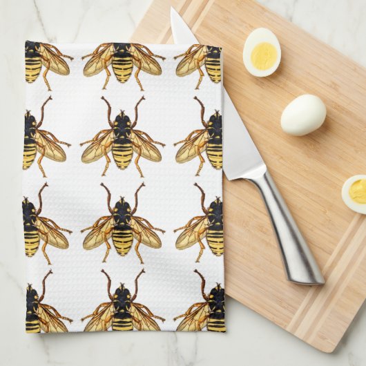 -gele honingbijen theedoek (Quarter Fold)