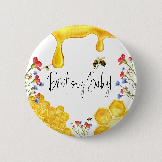 Gele honingbijen, zeg niet dat Baby shower gaam is Ronde Button 5,7 Cm (Voorkant)