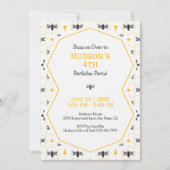 Gele Honingraat Bee Bijenkorf 4e Verjaardagsfeest Kaart (Voorkant)