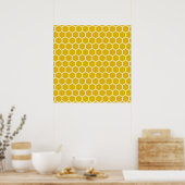 Gele honingraat bijenkast Hexagonal Patroon Poster (Keuken)