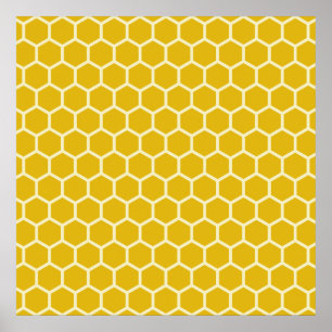 Gele honingraat bijenkast Hexagonal Patroon Poster