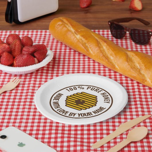 Gele honingraat bijenkorf print papier partij bord (Picknick)