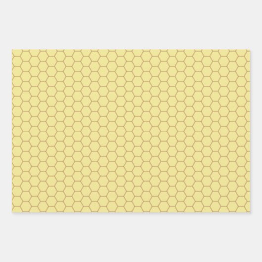 Gele honingraat en honingbijen en stripes inpakpapier vel (Voorkant 2)