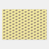 Gele honingraat en honingbijen en stripes inpakpapier vel (Voorkant)