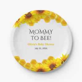 Gele Honingraat Moeders tot Bij Baby Shower Papieren Bordje