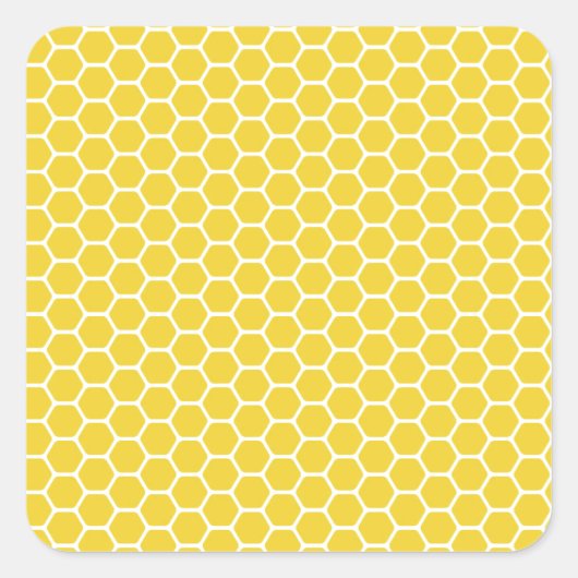 Gele honingraat vierkante sticker (Voorkant)