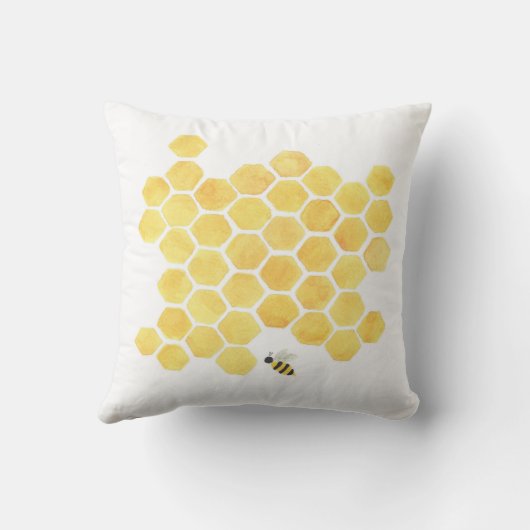 Gele honingraatbijenkussen kussen (Achterkant)