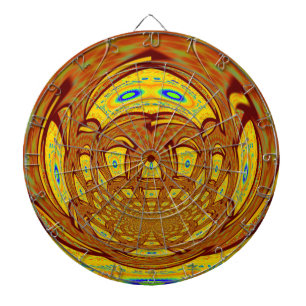 Gele honkbalhandschoen: een retro-look dartbord