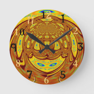 Gele honkbalhandschoen kunstprint ronde klok