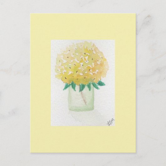 gele hortensia briefkaart (Voorkant)
