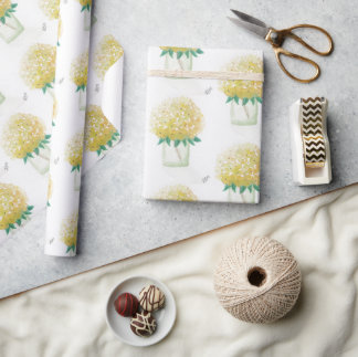 gele hortensia cadeaupapier