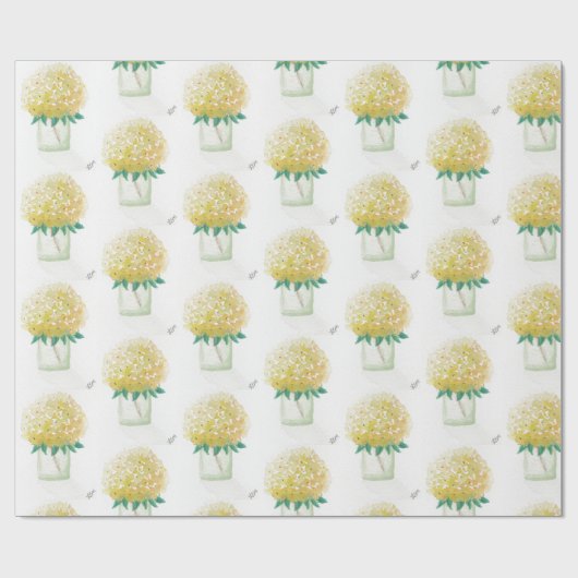 gele hortensia cadeaupapier (Vlak)