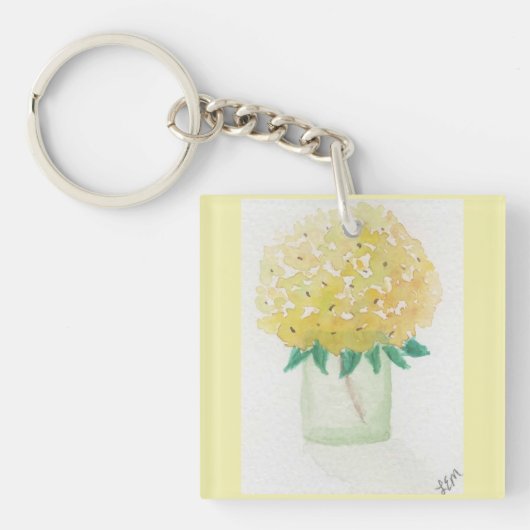 gele hortensia sleutelhanger (voorkant)