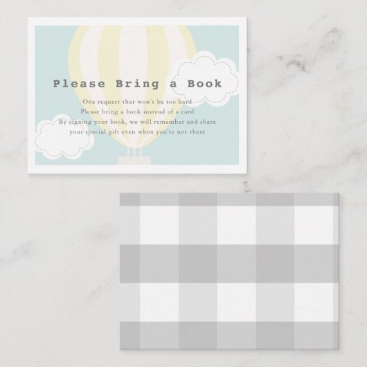 Gele Hot Air ballon alstublieft, breng een boek me Informatiekaartje (Voorkant / Achterkant)