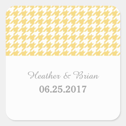Gele houndstooth Wedding Stickers (Voorkant)