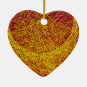 gele houten abstracte kunst keramisch ornament