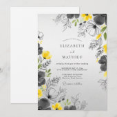 Gele Houtskool Elegante Lente Bruiloft Kaart (Voorkant / Achterkant)