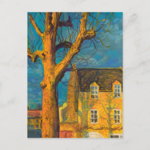 Gele Huis Oude Boom Landschap Normandië Frankrijk Briefkaart