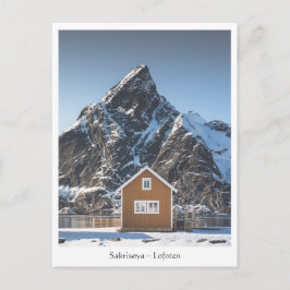 Gele huis Sakrisoya Lofoten-eilanden Briefkaart