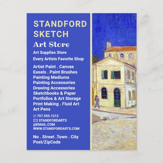 Gele huis van Van Gogh, kunstwinkel Flyer (Voorkant)