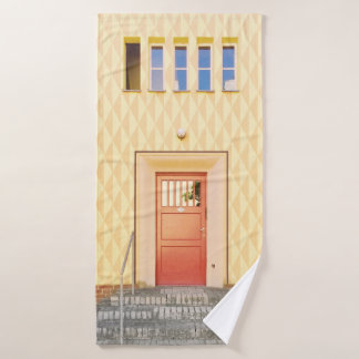 Gele huisillustratie badhanddoek