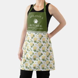 Gele Hydragea Bloemen gepersonaliseerde keuken Schort
