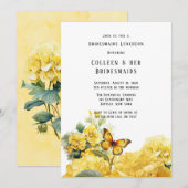 Gele Hydrangea Vlinder Bruidsmeisjes Luncheon Kaart (Voorkant / Achterkant)