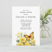Gele Hydrangea vlinder bruiloft douche Kaart (Staand voorkant)