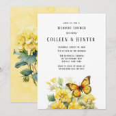 Gele Hydrangea vlinder bruiloft douche Kaart (Voorkant / Achterkant)