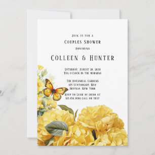 Gele Hydrangea Vlinder Koppels Douche Kaart