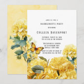 Gele Hydrangea vlinder vrijgezellenfeest Kaart (Voorkant / Achterkant)