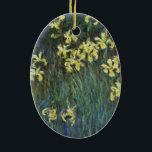 Gele Iangen van Claude Monet,  Kunst Keramisch Ornament<br><div class="desc">Gele Irises (1914-1917) van Claude Monet is een  impressionistisch schilderij met een fijne kunstschilderij met bloeiende gele irisbloemen in een tuin. Over de kunstenaar: Claude Monet (1840-1926) was een oprichter van de Franse impressionistische schilderbeweging,  waarbij de meeste schilderijen "en plein air" (in de open lucht) zijn,  als impressionistische landschappen.</div>