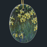 Gele Iangen van Claude Monet,  Kunst Keramisch Ornament<br><div class="desc">Gele Irises (1914-1917) van Claude Monet is een  impressionistisch schilderij met een fijne kunstschilderij met bloeiende gele irisbloemen in een tuin. Over de kunstenaar: Claude Monet (1840-1926) was een oprichter van de Franse impressionistische schilderbeweging,  waarbij de meeste schilderijen "en plein air" (in de open lucht) zijn,  als impressionistische landschappen.</div>
