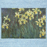 Gele Iangen van Claude Monet,  Kunst Placemat<br><div class="desc">Gele Irises (1914-1917) van Claude Monet is een  impressionistisch schilderij met een fijne kunstschilderij met bloeiende gele irisbloemen in een tuin. Over de kunstenaar: Claude Monet (1840-1926) was een oprichter van de Franse impressionistische schilderbeweging,  waarbij de meeste schilderijen "en plein air" (in de open lucht) zijn,  als impressionistische landschappen.</div>
