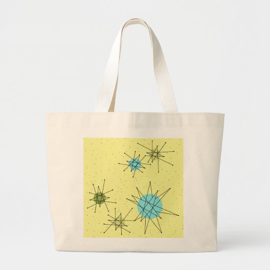 Gele Iconic Atomic Starbursts Pattern canvas tas (Voorkant)
