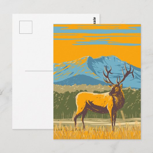 Gele illustratie hert briefkaart (Voorkant / Achterkant)