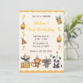 Gele illustratieve eerste verjaardag kaart (Staand voorkant)