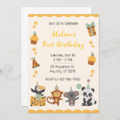 Gele illustratieve eerste verjaardag kaart (Voorkant / Achterkant)