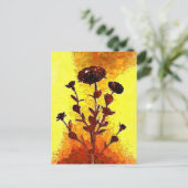 Gele impressionist Medieval Flower Art Briefkaart (Staand voorkant)
