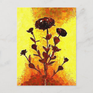 Gele impressionist Medieval Flower Art Briefkaart