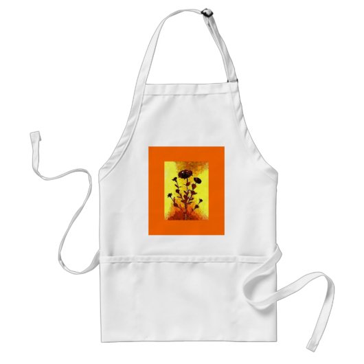 Gele impressionist Medieval Flower Art Standaard Schort (Voorkant)