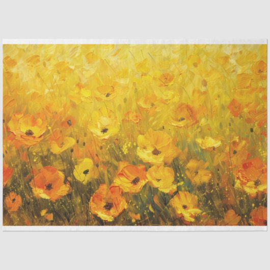 Gele impressionistische decoupage van wilde bloeme tissuepapier (Voorkant)