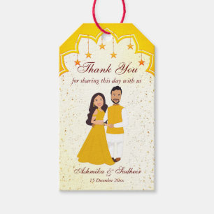 Gele Indiase grens voor haldi dank u Cadeaulabel