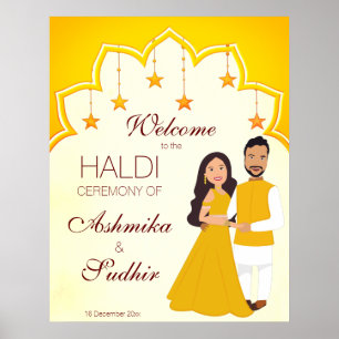 Gele Indiase grens voor haldi-verwelkomingsteken Poster