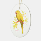Gele Indische ringnek Parrot Keramisch Ornament (Links)