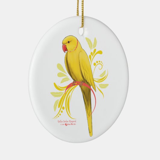 Gele Indische ringnek Parrot Keramisch Ornament (Rechts)