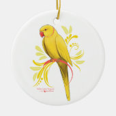 Gele Indische ringnek Parrot Keramisch Ornament (Voorkant)