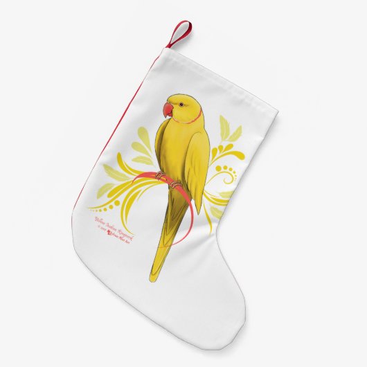 Gele Indische ringnek Parrot Kleine Kerstsok (Voorkant (Hangend))