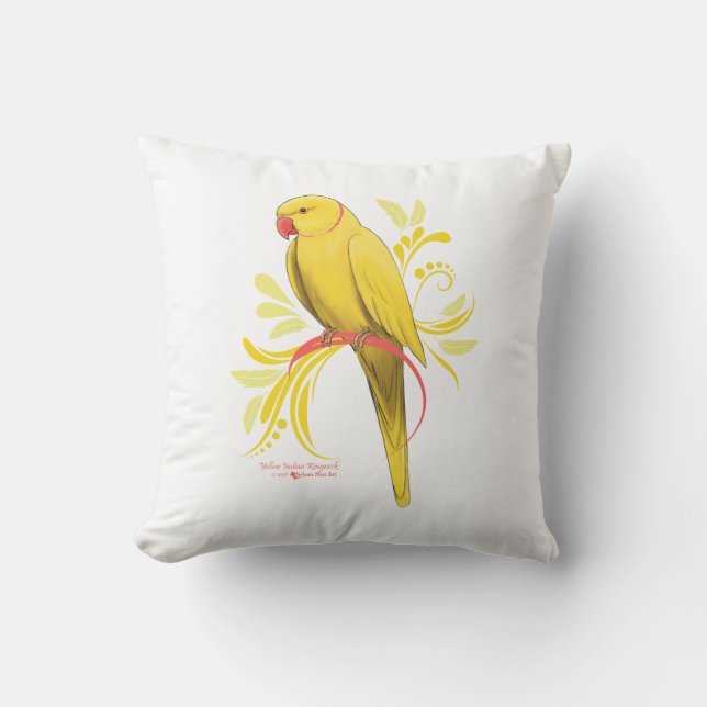 Gele Indische ringnek Parrot Kussen (Voorkant)